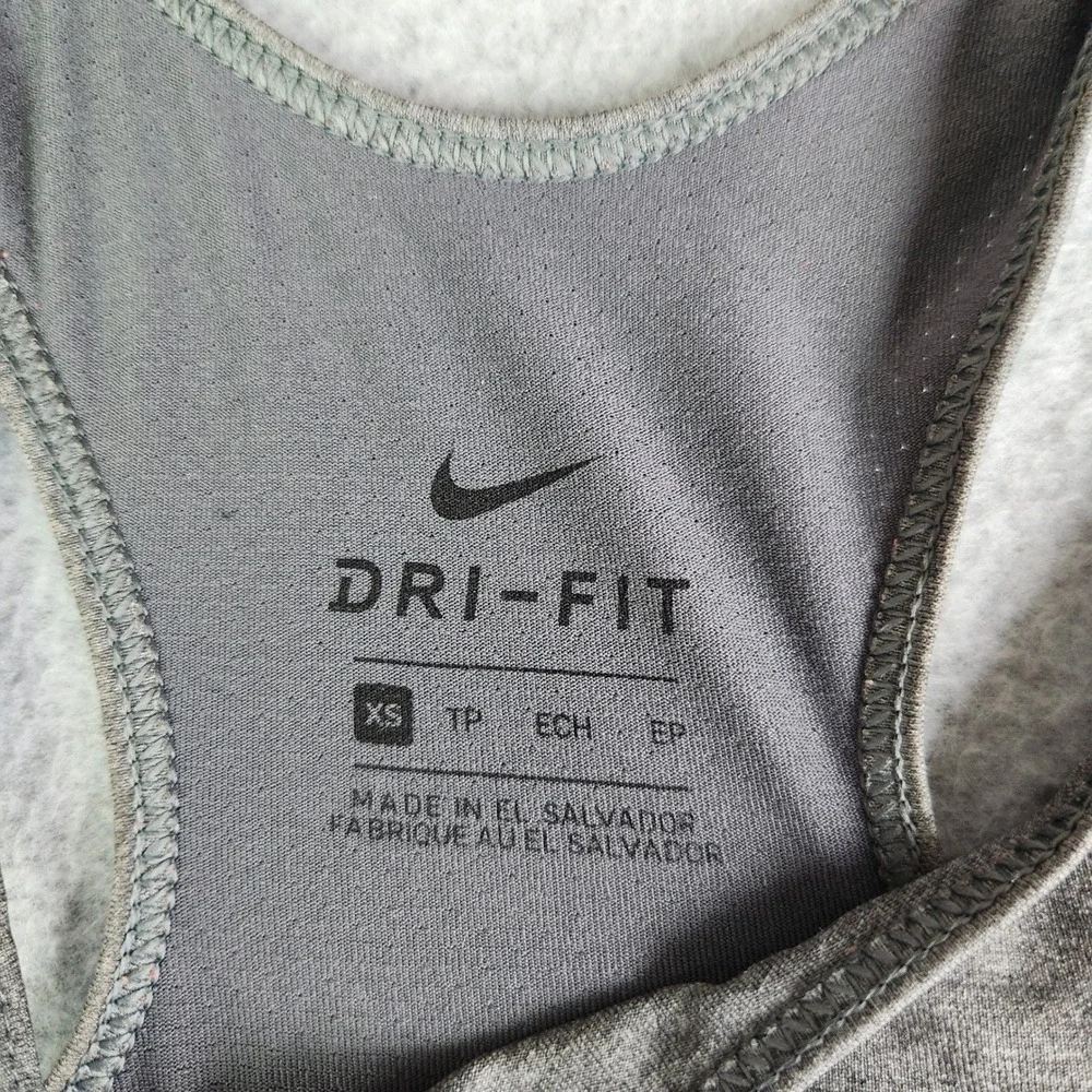 Nike Dri-Fit Tank Top Womens XS Gray Heather Logo Racerback Athletic Performance
